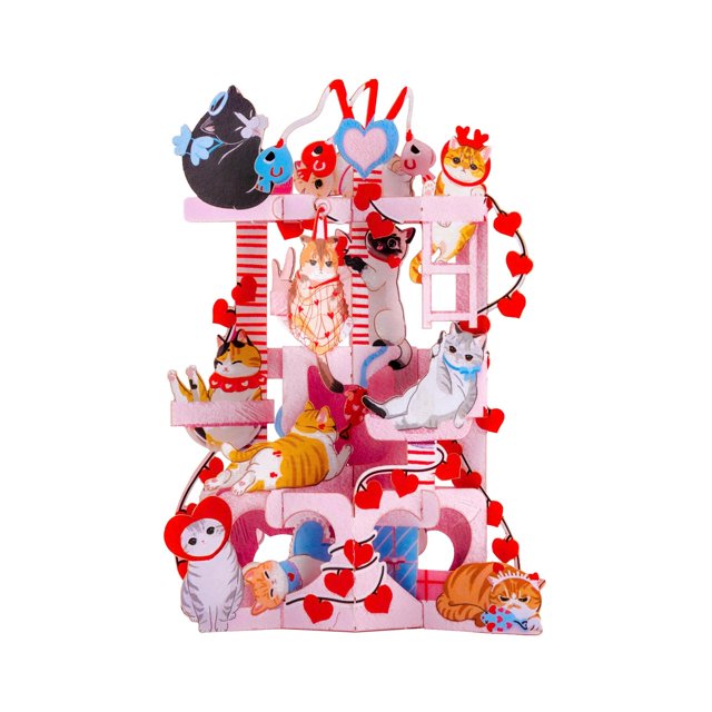 Tarjeta de felicitación DESIMPLE Joyful Cat Tree, desplegable en 3D para ella