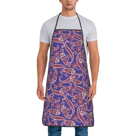 

Apron for Men Women Paisley Pattern No.90121 Waterproof Chef Kitchen Baking Apron with Long Ties Aprons for Cooking Baking and Gardening Kitchen Collection