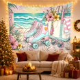 thumbnail image 3 of Pastel Roller Skates on Boardwalk with Seashells, Playful Coastal for Beach Lovers, Coastal Beach Scene Art, Housewarming Gift, Tapestry Wall Hanging for Bedroom and Living Room, 3 of 7