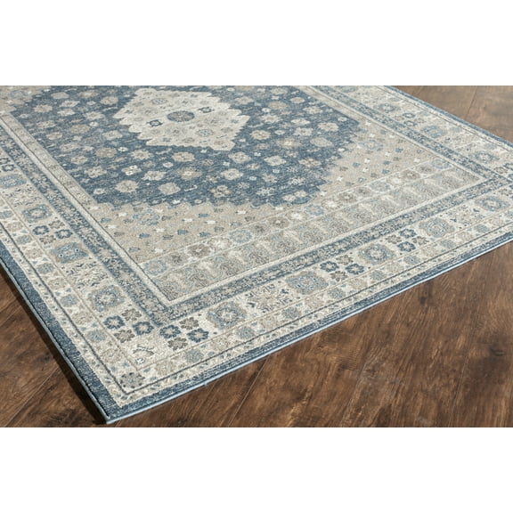 Rugs America Estelle Collection Seafoam Cream ET350A Transitional Oriental Area Rug 5'3" x 7'6"