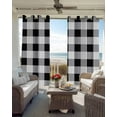 thumbnail image 4 of Vintage Farmhouse Blackout Curtains 63 Inches Long for Bedroom, Black and White Checkered Thermal Insulated Room Darkening Black Out Window Curtain Panels Grommet Drapes for Living Room, 4 of 8