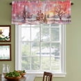 thumbnail image 3 of Pink Christmas Curtain Valances for Windows, Kitchen Valance Window Treatments Panel 2 Pack, Snowflake Watercolor Xmas Tree Rod Pocket Short Curtains for Bathroom Bedroom 42 x 18 Inch, 3 of 8