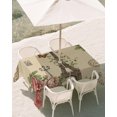 thumbnail image 2 of 52x70 Inch Outdoor Tablecloth with Umbrella Hole Zipper Rectangle Eiffel Tower Rectangular Tablecloths Waterproof Rustic Butterfly Botanical Rose Flowers Brown Patio Table Cloth Cover for Picnic, 2 of 8