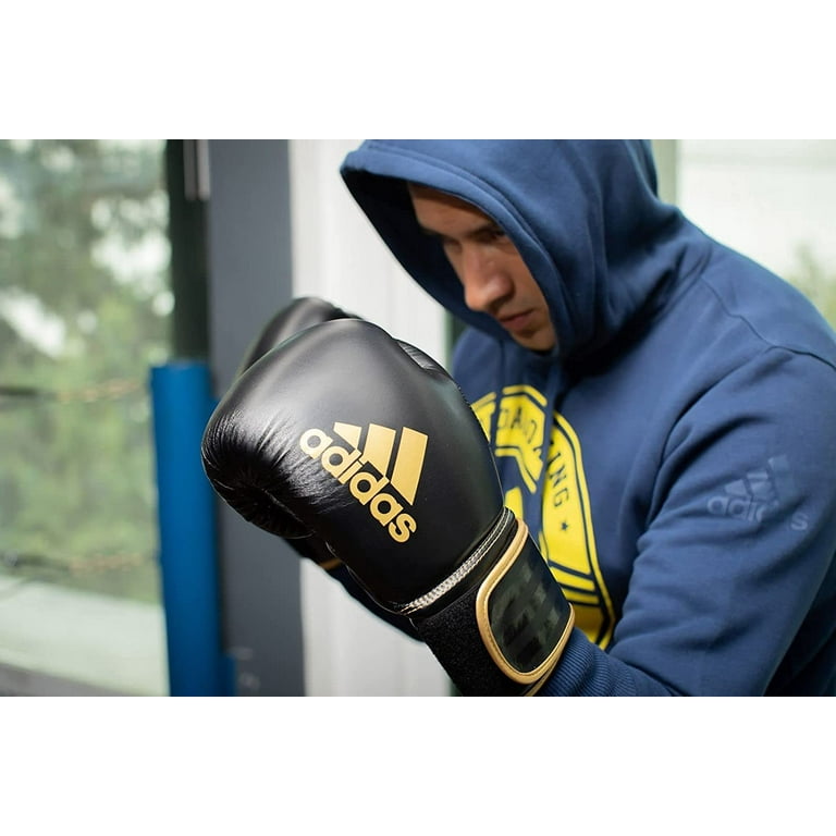 Adidas Hybrid 80 Boxing Gloves, pair set - Training Gloves for Kickboxing -  Sparring Gloves for Men, Women and Kids - Black/Gold, 6 oz