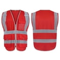thumbnail image 1 of GOGO Big & Tall 9 Pockets High Visibility Zipper Front Safety Vest With Reflective Strips, Meets ANSI Standards-Red-US S, 1 of 7