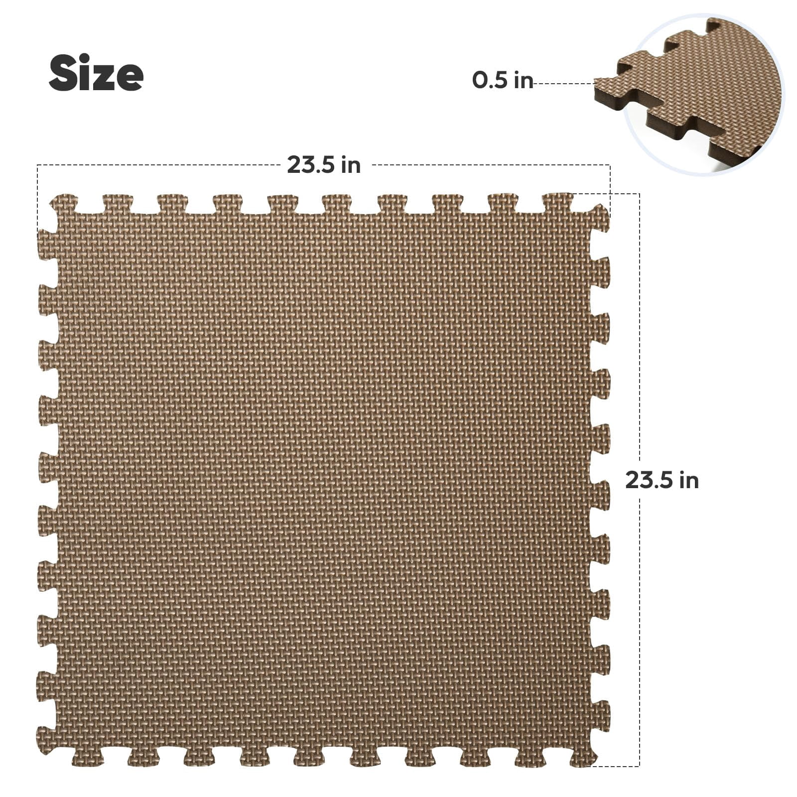 Brown 32 Pack(128 SF) Interlocking Foam Floor Tiles Exercise Mat for Home Gym and Kids' Play Areas