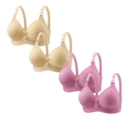 Audhol Bras for Women Bras for Women No Underwire Adjustable Bras Full Coverage Support Bralette Plus Size Everyday Bra Pack of 4 Bras for Women No Underwire Coffee XL