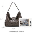 thumbnail image 4 of Vonmay Hobo Bag for Women Classic Buckled Shoulder Bag Soft Leather with Zip Pockets, 4 of 5