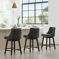 thumbnail image 3 of CHITA 26 inch Faux Leather Swivel Upholstered Counter Height Bar Stools with Full Back, Retro Gray, 3 of 12