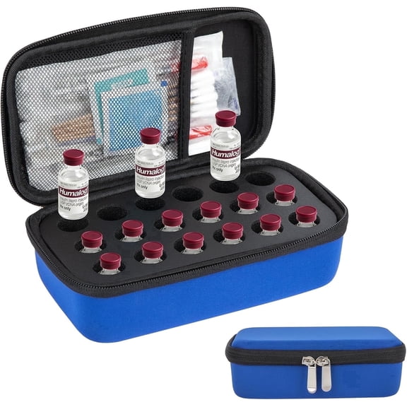 SUNMON Peptide Case for Fridge, 18-Slot 5ml10ml Vial Storage Organizer, Container Holder for 5-10ml Insulin & GLP-1 Peptide Vials, Fridge Storage, Moisture Protection, Diabetic Case (Blue)