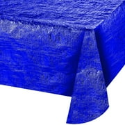 Way to Celebrate Cobalt Blue Metallic Foil Reversible Tablecloth 1 Ct, 54" x 84" inches