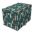 thumbnail image 1 of Beach Theme Dog Crate Cover, Retro Design of Summer Items Hawaiian Tropical, Easy to Use Pet Kennel Cover for Medium Large Dogs, 35" x 23" x 27", Teal Salmon, by Ambesonne, 1 of 6