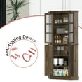 thumbnail image 5 of Joywind 67" Farmhouse Corner Cabinet with Doors, Tall Storage Cabinet with Adjustable Shelves for Kitchen, Dining & Living Room, Rustic Brown, 5 of 8