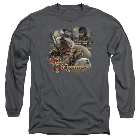 Labyrinth Sir Didymus  Long Sleeve Adult 18/1 T-Shirt Charcoal
