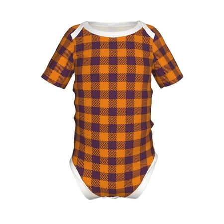 

Adobk Fall Buffalo Plaid Print Baby Climbing Clothes Jumpsuit Rompers Classic Rompers Child Short sleeve Bodysuits-3 Months