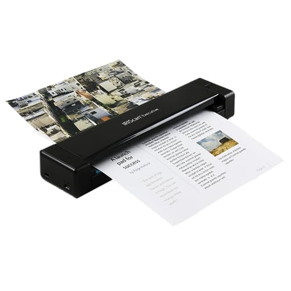 Escáner portátil IRIScan Executive v4pro, escáner de documentos dúplex de 8 ppm, escáner de recibos, editor de PDF Readiris gratuito, escáneres para computadoras, escaneo a Word, PDF, XLS, tarjetas de
