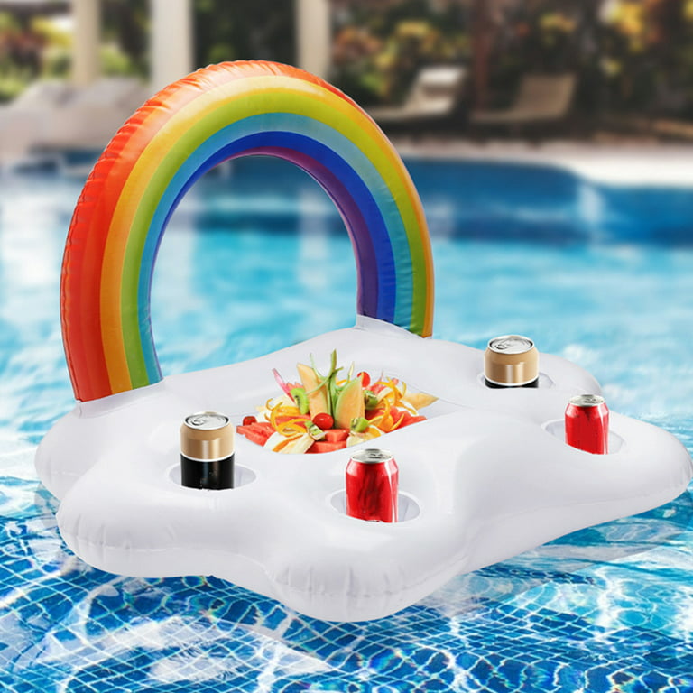 Floating Pool Cup Holder Summer Party Bucket Rainbow Cloud Food Holder Inflatable Pool Beer Drinking Cooler Table for Pool Beach, Men's, Size: Small