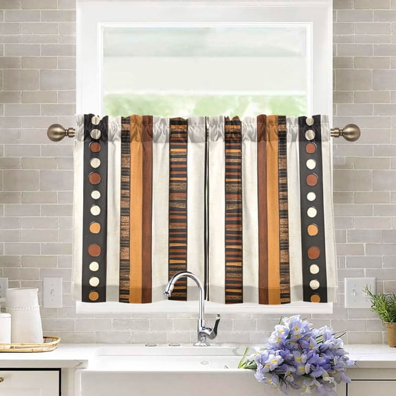 Yayeee Kitchen Curtains Tier Pair Light Filtering 27"x36" Rod Pocket Short Cafe Window Panel, Abstract Dots