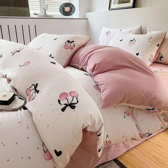 Korean Bed Sheet Set Foam Cotton Small Floral Four Piece Set Dormitory Bed Three Piece Set Quilt Set