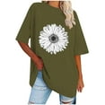 thumbnail image 2 of WREESH Women's Loose Short Sleeve Crew Neck T-Shirt Oversized Graphic Summer Top Olive Green, 2 of 5