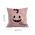 thumbnail image 3 of Pink Halloween Pumpkin Pillow Covers, 18''x18'' Boo Ghost Decor | Fabric Pink Halloween Pillow Covers with Pumpkin Ghost Design, Sofa Bedroom Fall Decor, 3 of 6