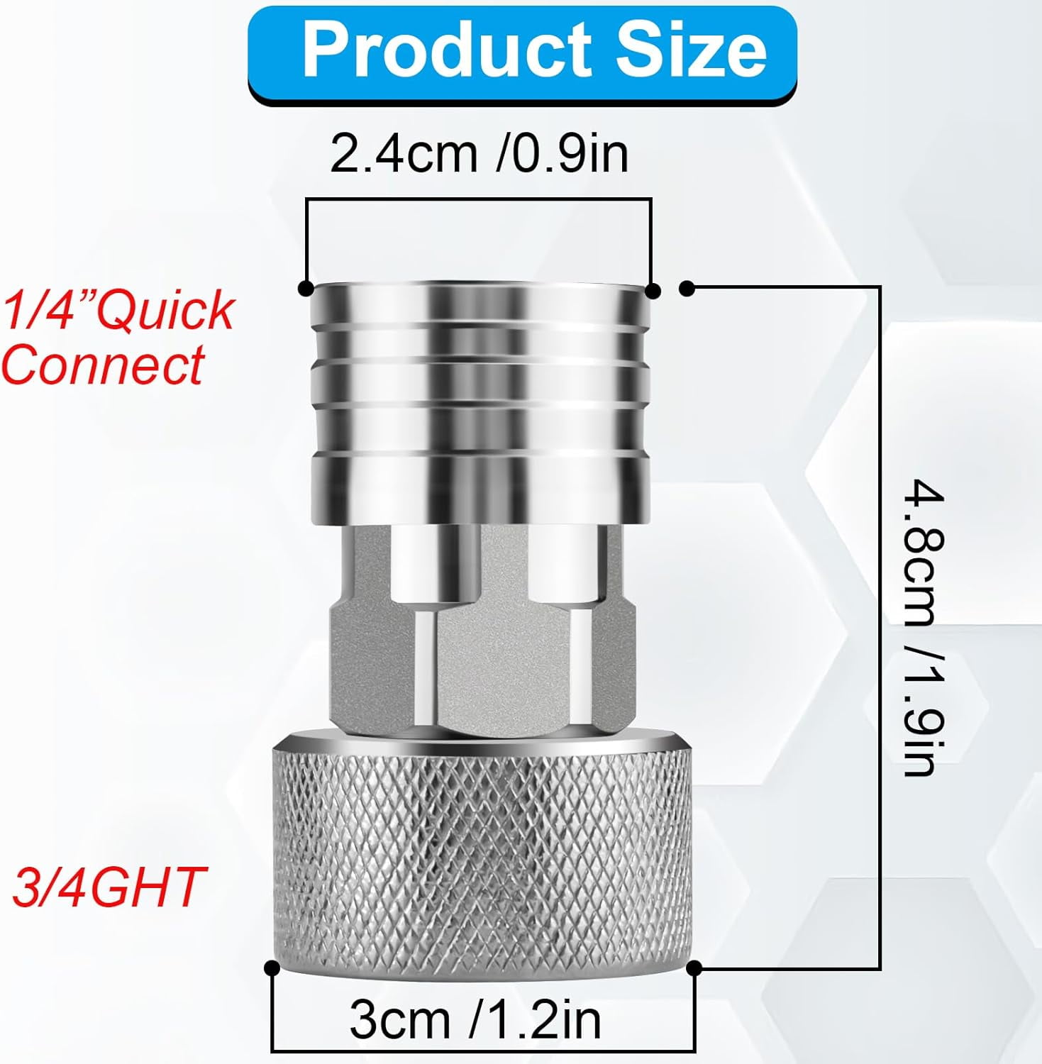 2 garden hoses to high pressure cleaner adapter, 3/4 inch to 1/4 inch stainless steel quick connect fittings, for car washing, high pressure cleaner accessories, water hose nozzle converter (2 adapte