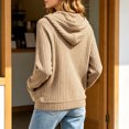 thumbnail image 4 of XAOFW Knit Hoodies For Women Solid Color Long Sleeve Hooded Sweatshirt Autumn Winter Relaxed Fit Pullover Hoodie With Pockets Breathable Top L, 4 of 6