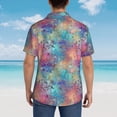 thumbnail image 4 of Fotbe blue pink colorful cracked texture Camisa Hawaiana para Hombre Unisex – Camisa Casual de Verano con Botones de Manga Corta de Algodón y Lino,3X-Large, 4 of 7