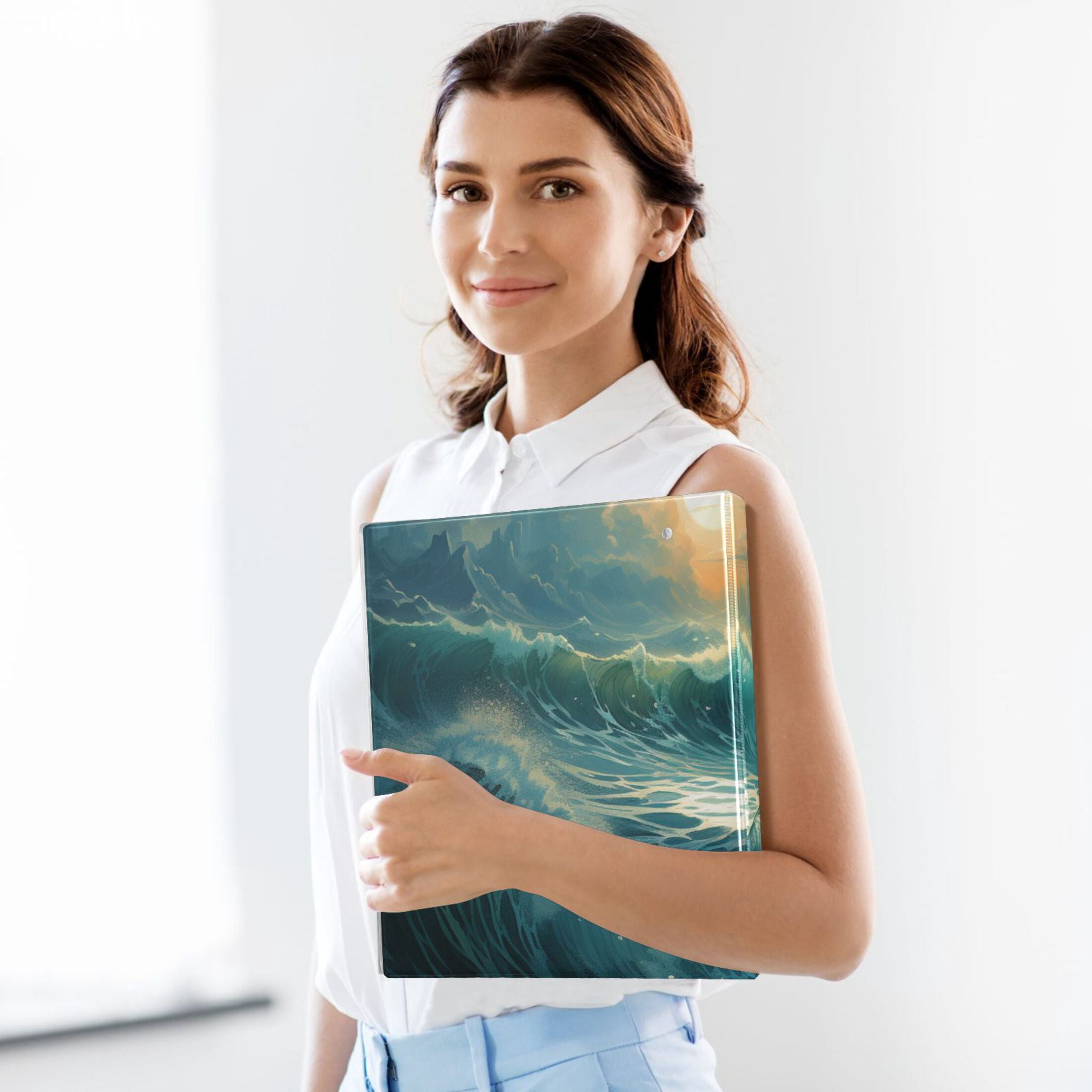 Ocean Blue 3 Ring Binders 1.5 inch Hardcover File Folders with Interior Pockets A4 Size Organizer for School Office Hospital