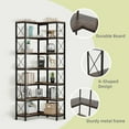 thumbnail image 2 of 7-Tier Corner Bookshelf with LED Light strips, 78.7” Tall Corner Shelf Storage Display Rack with Metal Frame, Large Capacity Corner Bookcase for Living Room Home Office Rustic Brown, 2 of 7