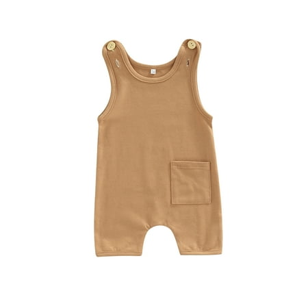 

Nokpsedcb Toddlers Baby Boys Girls Summer Suspenders Jumpsuit Solid Color Sleeveless Short Rompers Bodysuit Khaki 3-6 Months