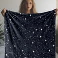 thumbnail image 4 of Vintage Starry Night Flannel Throw Blanket Soft Warm & Cozy Knit Blanket for Sofa Bed Car Office Camping & Travel All-Season Gift Red with White Star Patterns Ruffled Edges, 4 of 7