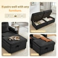 thumbnail image 4 of 68" Double Chaise Lounges Indoor, Chenille Upholstered Loveseat Sofa Bed with Charging Station, Hidden Table Armrests and Storage Ottomans for Living Room, Black, 4 of 8