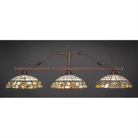 

Scroll 3 Light Bar Shown In Bronze Finish With 16 Cobblestone Art Glass