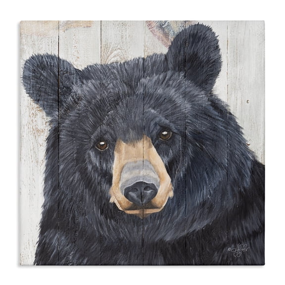 Stupell Industries Farmhouse Rustic Black Bear Canvas Art, 17 x 17, by Diane Fifer