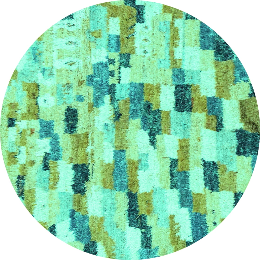 Ahgly Company Indoor Round Abstract Turquoise Blue Modern Area Rugs, 8 ...