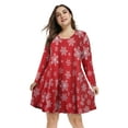 thumbnail image 4 of Plus Size Christmas Dresses 4X for Women, VEPKUL Crew Neck T Shirt Dress Long Sleeve Casual Loose Swing Fall Dress with Pockets, 4 of 8