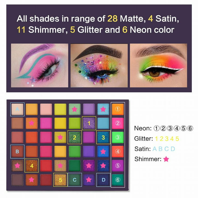 Ucanbe 48 Eyeshadow Makeup Palette High Pigmented Rainbow Eye Shadows Pallet Matte Shimmer Glitter