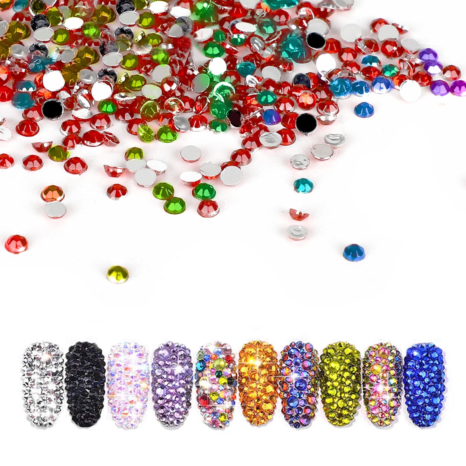 JESOT Nail Gems, 5500PCS Rhinestones for Nails Colorful Nail