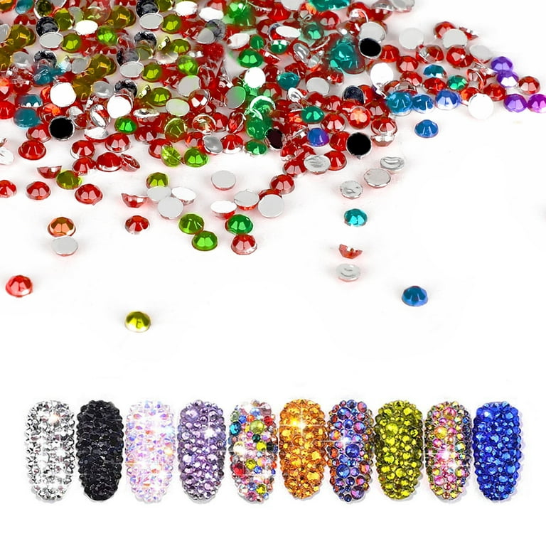 WEILUSI Nail Art Rhinestones Kit with Flat Back Round Bead & Multi Shapes  AB Flatback Rhinestones Gems Stones Jewelry with Wax Pencil and Tweezer for