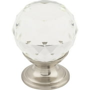 Top Knobs Tk125 Clear 1-1/8" Round Cabinet Knob From The Crystal Collection - Nickel