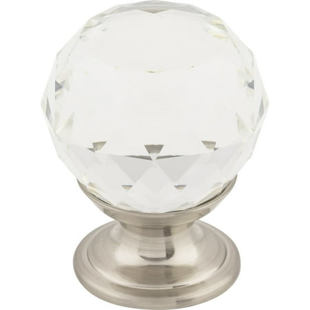 Top Knobs Tk125 Clear 1-1/8" Round Cabinet Knob From The Crystal Collection - Nickel