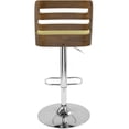 thumbnail image 4 of Mid-Century Modern Adjustable Swivel Bar Stool, Walnut Frame with Green Fabric Upholstery, Counter Height to Bar Height Stool for Kitchen Island, Dining & Home Decor, 4 of 5
