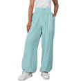 thumbnail image 2 of Lenpel Cotton Linen Pants for Women Baggy Elastic High Waisted Drawstring Wide Leg Casual Trousers Palazzo Lounge Pants with Pockets, 2 of 6