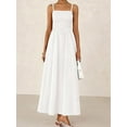 thumbnail image 4 of Deliqiba Women'S Summer Maxi Dresses Beach Sundress Casual Spaghetti Strap Smocked Swing A Line Long Flowy Dress White S, 4 of 5
