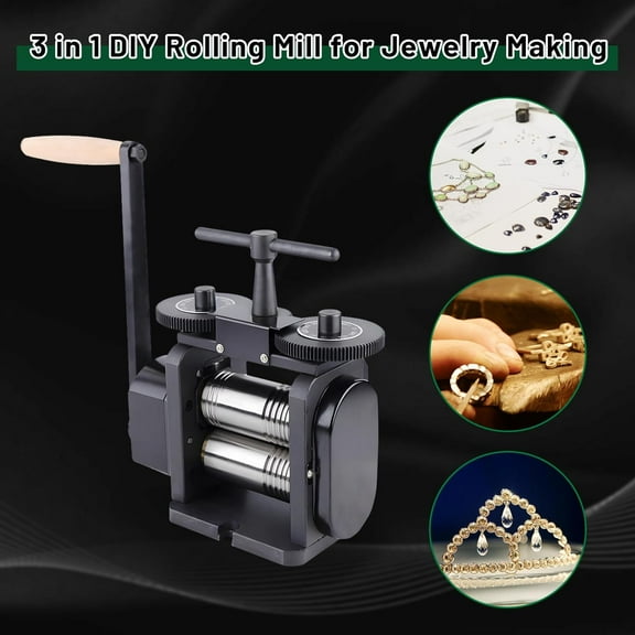 Miumaeov 110MM Manual Combination Rolling Mill Machine Jewelry DIY Press Tool Rolling Mills for Jewelry Making Metal Sheet Flat Pressing Gear Ratio: 4:1 Max Opening 4 MM