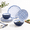 Blue Grid Stripes, variant on 12-piece Dinnerware - Sunflower Bird Plates And Set
