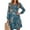 Dark Blue, variant on Ladies' Printed Casual Fashion V-Neck Long Sleeve Mid Length Dress with Floral Style for Spring and Autumn Gatherings,Black,L