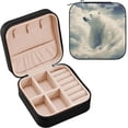 thumbnail image 2 of GZHJMY White Bear Leather Jewelry Box,Portable Mini Jewelry Case Traveling Jewelry Organizer for Rings Necklaces Bracelets Earrings, 2 of 7