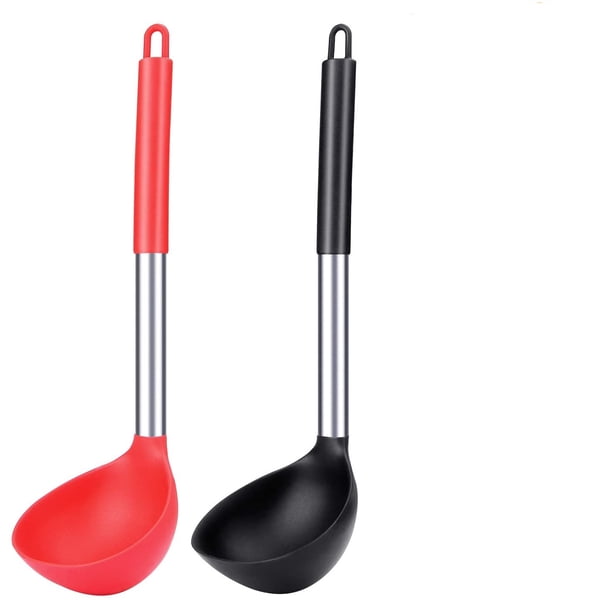 Paquete de 2 cucharas de cucharón, cuchara grande de silicona para sopa, utensilios de cocina antiadherentes con alta resistencia al calor, sin BPA, herramientas de cocina perfectas para cocinar, rev Namotu WRLF-208